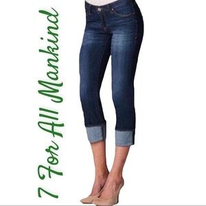 7 FOR ALL MANKIND Mia Cropped & Tabbed Mid Rise Jeans, Size 28